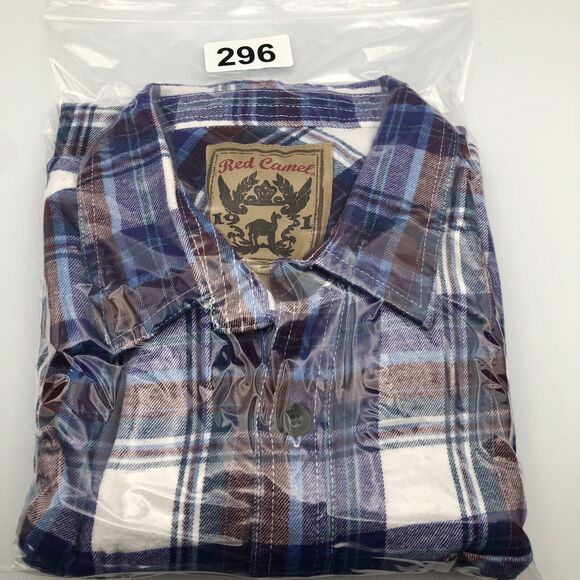 Red Camel Mens Flannel Shirt Size XL Blue Red Plaid Super Soft Casual All Cotton - Picture 8 of 8